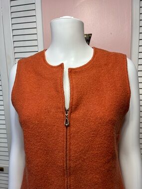 Studio C Orange Sleeveless Zip-Front Vest